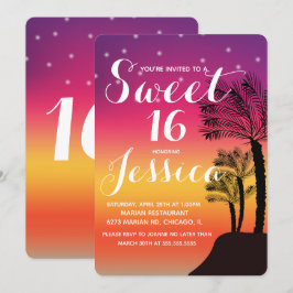 トロピカルサンセットパームツリートロピカルスイート16 招待状