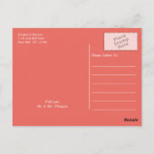 トロピカルサンセットパームツリービーチ結婚式サンキューサンキュー ポストカード (裏面)