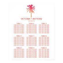 トロピカルサンセットパームツリービーチ結婚式テーブルプラン