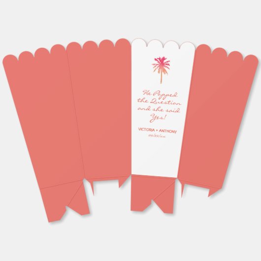 トロピカルサンセットパームツリービーチ結婚式 フェイバーボックス (見開き)