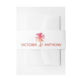 トロピカルサンセットパームツリービーチ結婚式 招待状ベリーバンド