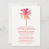 トロピカルサンセットパームツリービーチ結婚式 招待状 (正面)