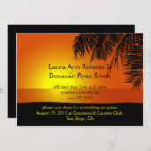 トロピカルサンセットパームツリー結婚式後招待状 招待状 (正面/裏面)