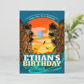 トロピカルサンセットパームツリー誕生日 招待状 (スタンド正面)