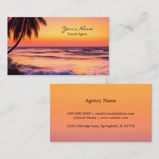 トロピカルサンセットビジネスカード 名刺 (正面/裏面)