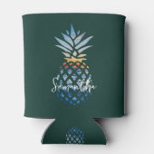 トロピカルサンセットビーチパイナップルパーソナライズド 缶クーラー (裏面)