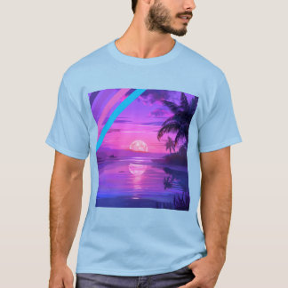 トロピカルサンセットビーチパラダイス メンズTシャツ Tシャツ