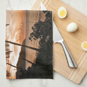 トロピカルサンセットビーチパームツリー キッチンタオル (四つ折り)