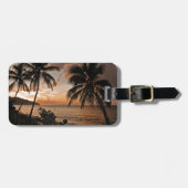 トロピカルサンセットビーチパームツリー ラゲッジタグ (正面横)