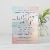 トロピカルサンセットビーチピンクバースデーパーティー 招待状 (スタンド正面)