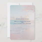 トロピカルサンセットビーチピンク誕生日きらめく紙 招待状 (裏面)