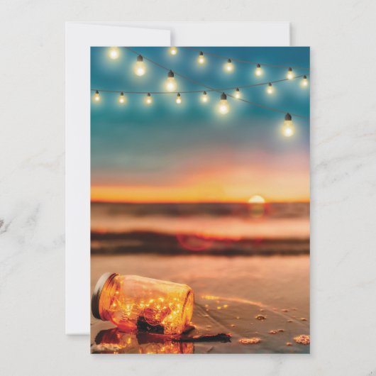 トロピカルサンセットビーチメイスンジャールライツ結婚ズ 招待状 (裏面)