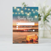 トロピカルサンセットビーチメイソンジャールウェディングRSVP 出欠カード (スタンド正面)