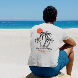 トロピカルサンセットビーチヤシの木家族バケーション Tシャツ