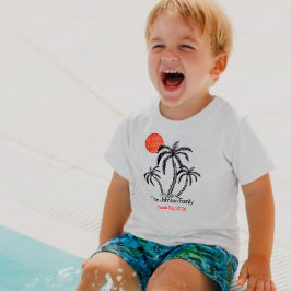 トロピカルサンセットビーチヤシの木家族旅行 ベビーTシャツ