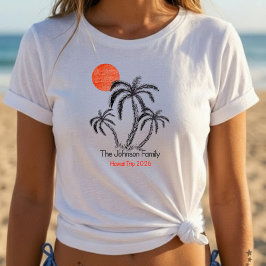 トロピカルサンセットビーチヤシの木家族旅行 Tシャツ