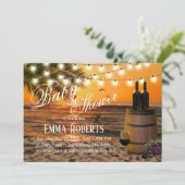 トロピカルサンセットビーチワインバレルベビーシャワー 招待状 (スタンド正面)