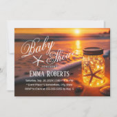 トロピカルサンセットビーチ白熱［赤熱］光を放つジャーブベビーシャワー 招待状 (正面)