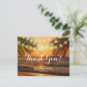トロピカルサンセットビーチ結婚式サンキュー ポストカード (スタンド正面)