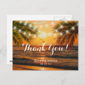 トロピカルサンセットビーチ結婚式サンキュー ポストカード (正面/裏面)