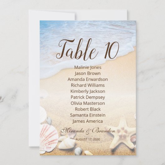 トロピカルサンセットビーチ結婚式シーティングチャートカード サンキューカード (正面)