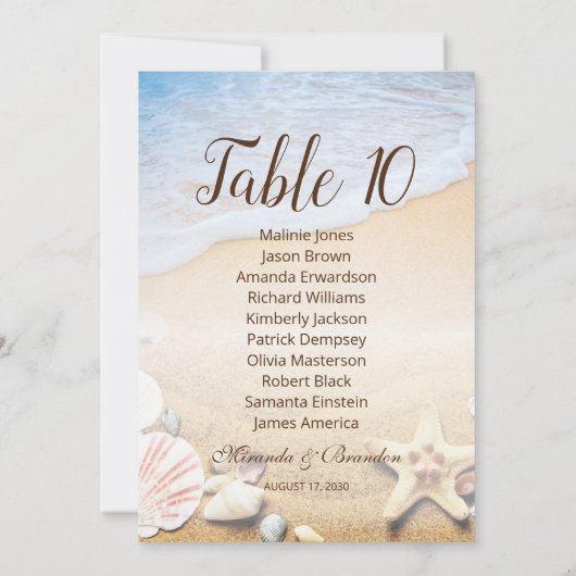 トロピカルサンセットビーチ結婚式シーティングチャートカード サンキューカード (裏面)