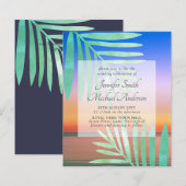 トロピカルサンセットビーチ結婚式招待状予算 (正面/裏面)