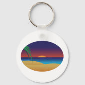 トロピカルサンセットビーチ離れパーム海波 キーホルダー (正面)