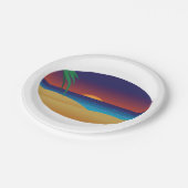 トロピカルサンセットビーチ離れパーム海波 ペーパープレート (アングル)