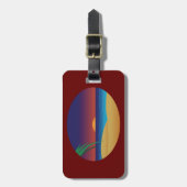 トロピカルサンセットビーチ離れパーム海波 ラゲッジタグ (正面縦)