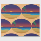 トロピカルサンセットビーチ離れパーム海波 ラッピングペーパー (フラット)