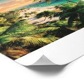 トロピカルサンセットビーチ鮮やか – コースタルアート ポスター (角)