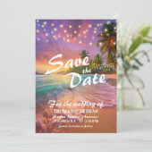 トロピカルサンセットビーチQRコード日付の保存 招待状 (スタンド正面)