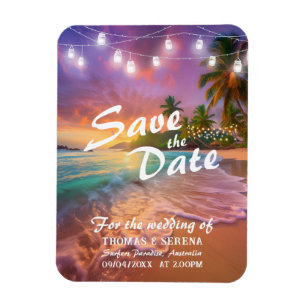 トロピカルサンセットビーチQRコードSave The Date マグネット