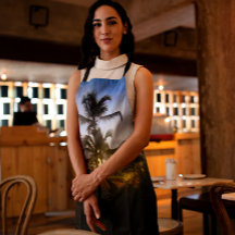 トロピカルサンセットプリントエプロン