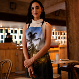 トロピカルサンセットプリントエプロン エプロン