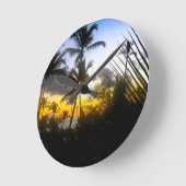 トロピカルサンセットプリント時計 ラウンド壁時計 (傾斜)