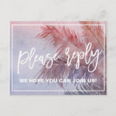 トロピカルサンセットメニュー選択RSVP インビテーションポストカード (正面)