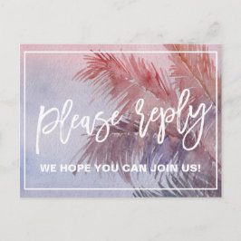 トロピカルサンセットメニュー選択RSVP インビテーションポストカード