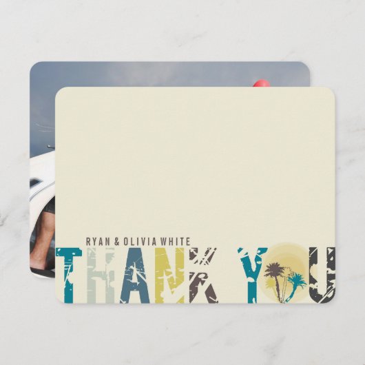 トロピカルサンセットヤシの木の写真結婚の感謝 サンキューカード (正面/裏面)