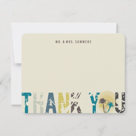 トロピカルサンセットヤシの木の写真結婚の感謝 サンキューカード (正面)