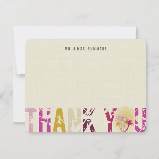 トロピカルサンセットヤシの木の写真結婚の感謝 サンキューカード (正面)