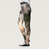 トロピカルサンセットヤシカリブのの木USVI レギンス (左)