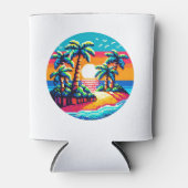トロピカルサンセットリラックスビーチズピクセルアートパラダイス 缶クーラー (正面)