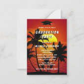 トロピカルサンセット卒業招待状カード ノートカード (正面)