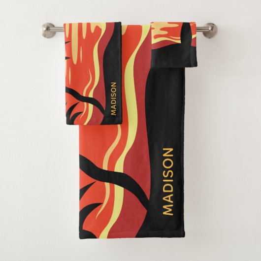 トロピカルサンセット名前をカスタムする バスタオルセット (インサイチュ)