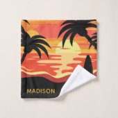 トロピカルサンセット名前をカスタムする バスタオルセット (ウォッシュタオル)
