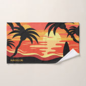 トロピカルサンセット名前をカスタムする バスタオルセット (ハンドタオル)
