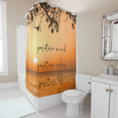 トロピカルサンセット海オーシャンビュー名言 シャワーカーテン (インサイチュ)