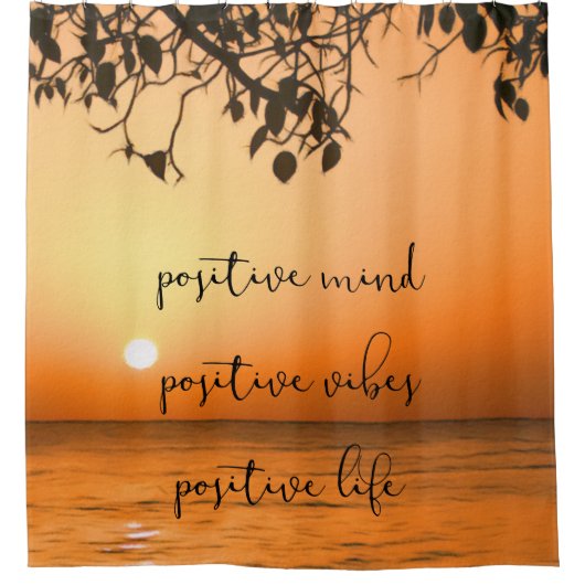 トロピカルサンセット海オーシャンビュー名言 シャワーカーテン (正面)